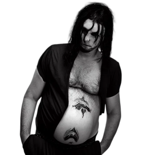 photorealistic, fantasy art, concept art, goth, man, heavily, pregnant, belly transparent PNG cut-out