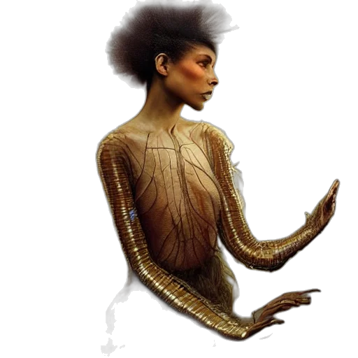 hair, dress, creature, jewelry, concept art, fantasy art, 3d render, photorealistic transparent PNG cut-out