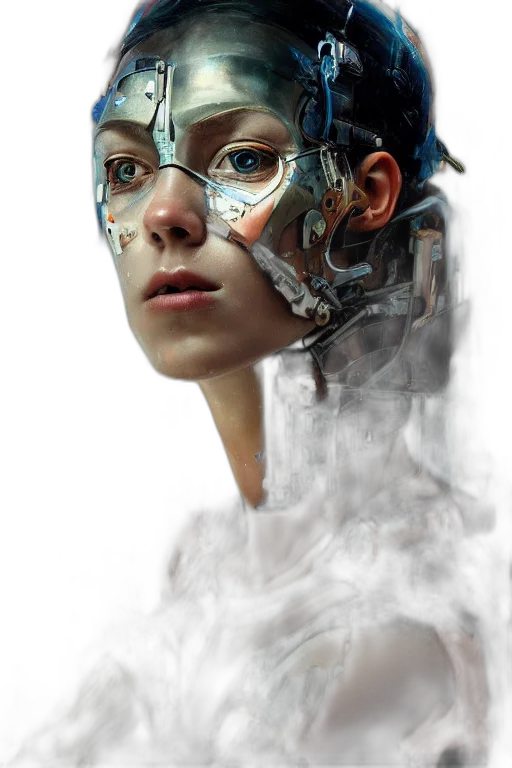 robot, face, mask, crown transparent PNG cut-out