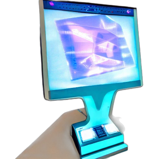 robot, staff, weapon, jewelry, vaporwave, 3d render, cyberpunk, concept art transparent PNG cut-out