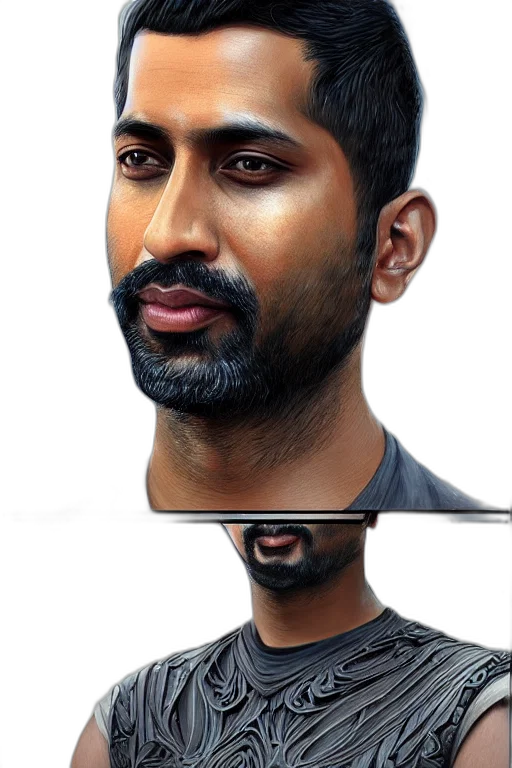 face, mask, hair, staff, photorealistic, 3d render, concept art, oil painting transparent PNG cut-out