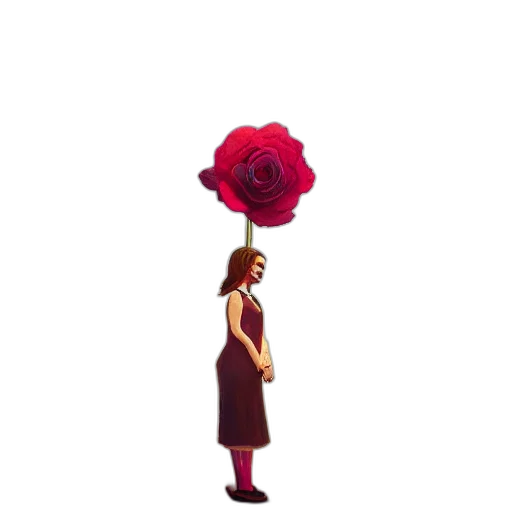 dress, flower, umbrella, crown, pixel art, concept art, 3d render, vaporwave transparent PNG cut-out
