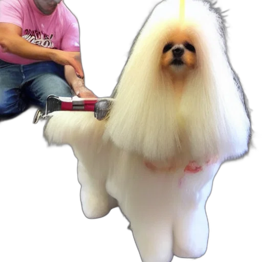 animal, creature, hair, staff, photorealistic, 3d render, concept art, vaporwave transparent PNG cut-out