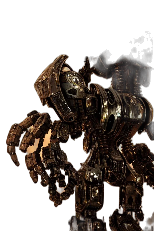 robot, weapon, animal, staff, concept art, 3d render, fantasy art, photorealistic transparent PNG cut-out