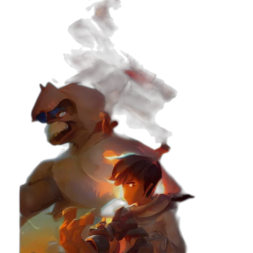 dragon, mask, staff, concept art, fantasy art, pixel art, oil painting, fire transparent PNG cut-out