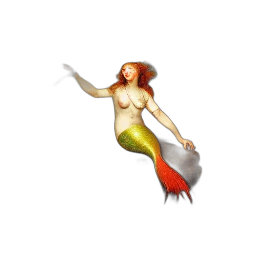 creature, pixel art, concept art, fantasy art, 3d render, underwater, mermaid, sitting transparent PNG cut-out