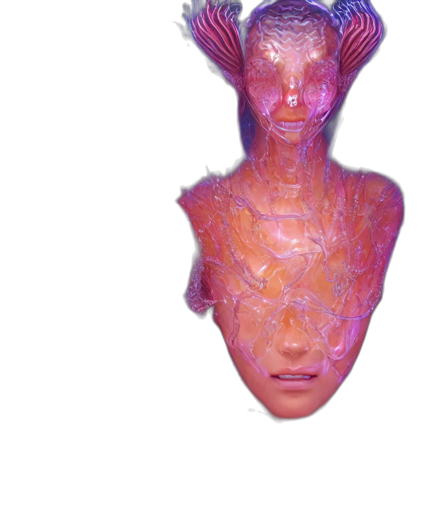 mask, face, crown, creature, 3d render, vaporwave, photorealistic, concept art transparent PNG cut-out