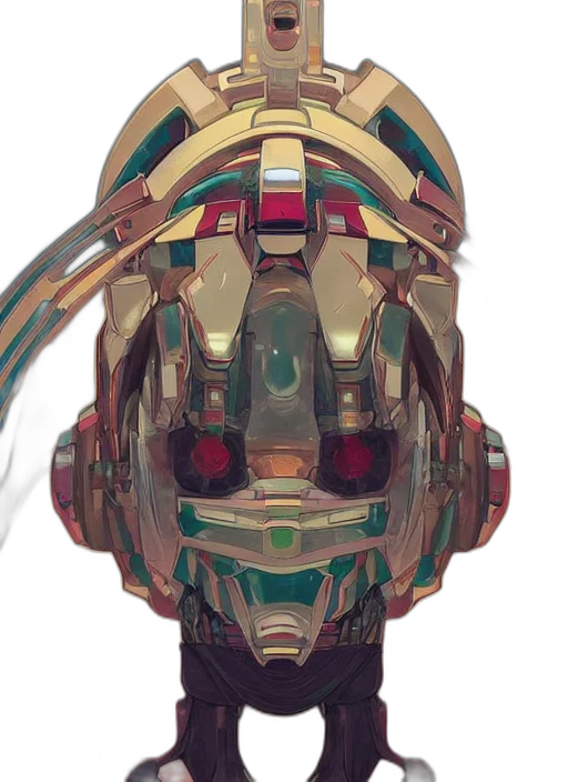 robot, mask, face, weapon, concept art, cyberpunk, 3d render, comic book art transparent PNG cut-out
