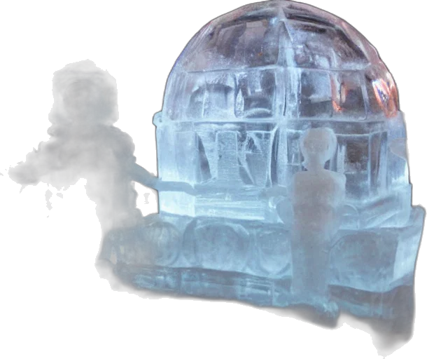 robot, bottle, 3d render, concept art, outer space, ice, sculpture, there transparent PNG cut-out