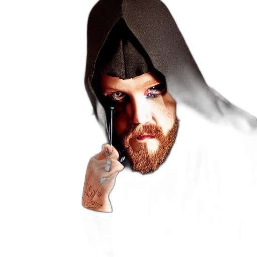 jacket, staff, hat, face, photorealistic, concept art, 3d render, pixel art transparent PNG cut-out