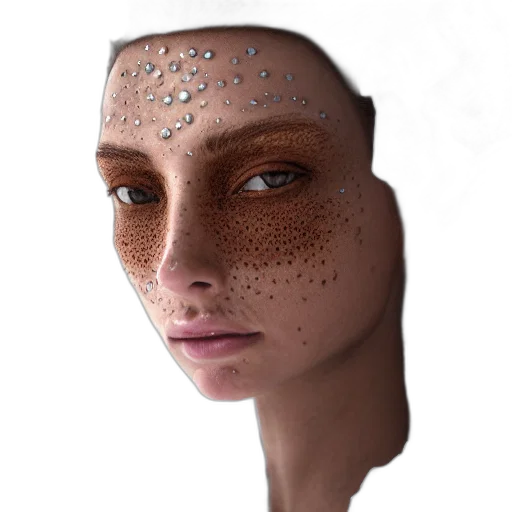 face, mask, robot, jewelry, concept art, 3d render, photorealistic, fantasy art transparent PNG cut-out