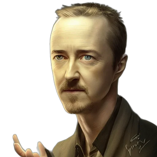 face, robot, photorealistic, concept art, fantasy art, cartoon, edward, norton transparent PNG cut-out