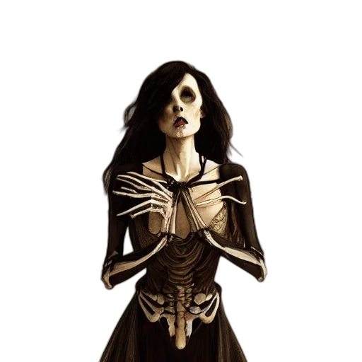 dress, mask, creature, concept art, fantasy art, comic book art, pixel art, dark transparent PNG cut-out