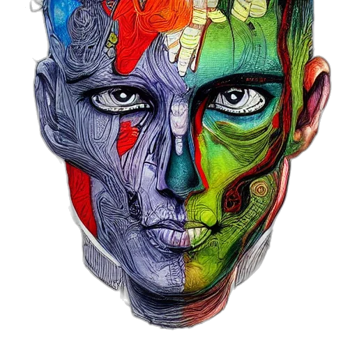 mask, face, crown, robot, photorealistic, watercolor, comic book art, fantasy art transparent PNG cut-out