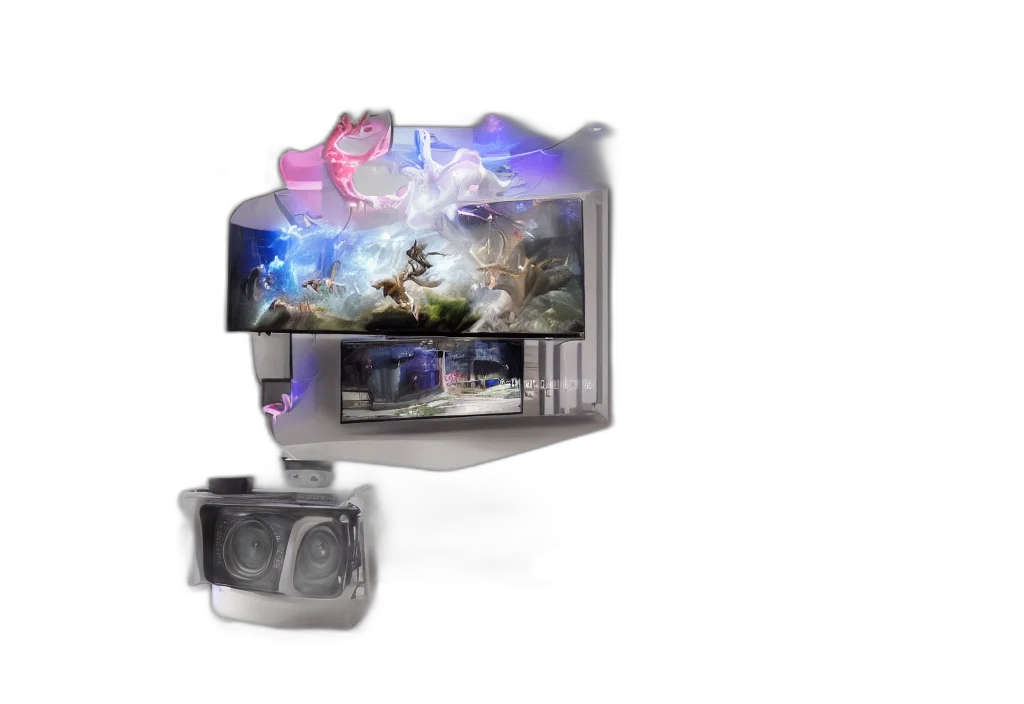 robot, concept art, 3d render, vaporwave, cyberpunk, outer space, curved, transparent transparent PNG cut-out
