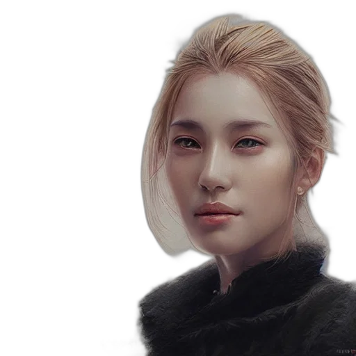 face, mask, hair, photorealistic transparent PNG cut-out
