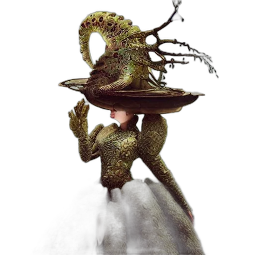 dragon, creature, staff, hat, concept art, fantasy art, 3d render, photorealistic transparent PNG cut-out