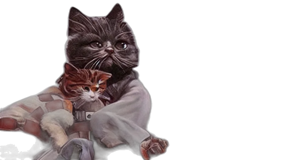 photorealistic, oil painting, concept art, 3d render, star, wars, cats transparent PNG cut-out