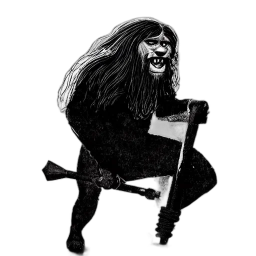 creature, staff, hair, animal, concept art, comic book art, cartoon, fantasy art transparent PNG cut-out