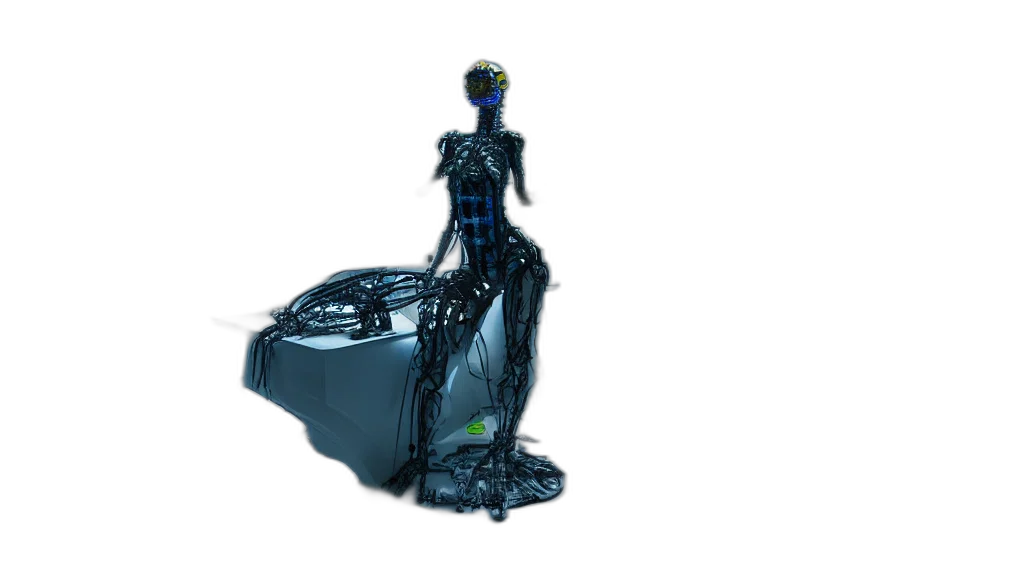 robot, dress, jewelry, crown, 3d render, concept art, fantasy art, pixel art transparent PNG cut-out
