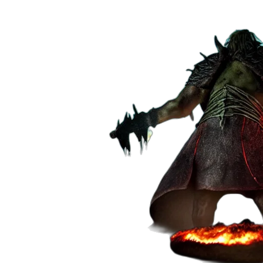 creature, dragon, mask, staff, concept art, 3d render, fantasy art, fire transparent PNG cut-out