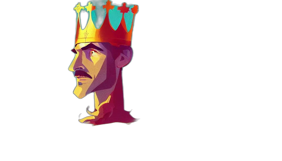 crown, hat, staff, face, concept art, pixel art, fantasy art, 3d render transparent PNG cut-out