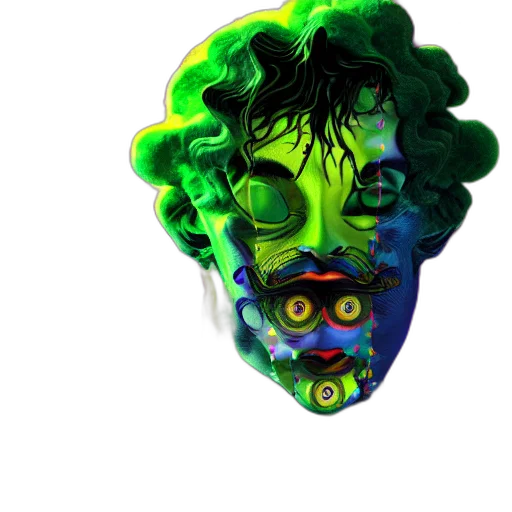 mask, face, creature, 3d render, concept art, vaporwave, photorealistic, neon transparent PNG cut-out