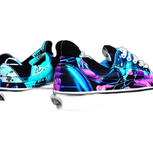 shoes, vaporwave, 3d render, cyberpunk transparent PNG cut-out