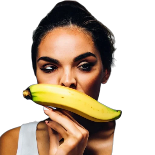face, food, photorealistic, close, photography, woman, about, bite transparent PNG cut-out