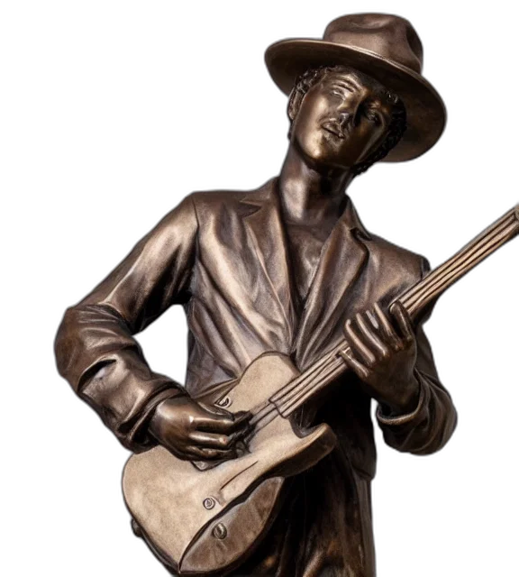 hat, photorealistic, photo, medium, shot, bronze, statue, young transparent PNG cut-out