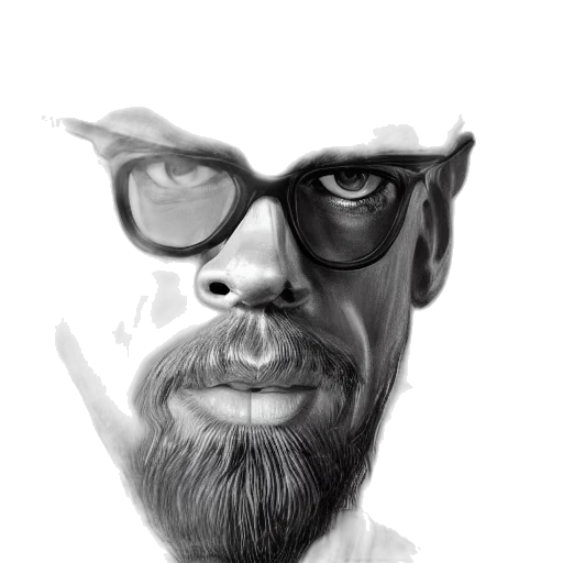 face, photorealistic, cartoon, pencil sketch transparent PNG cut-out