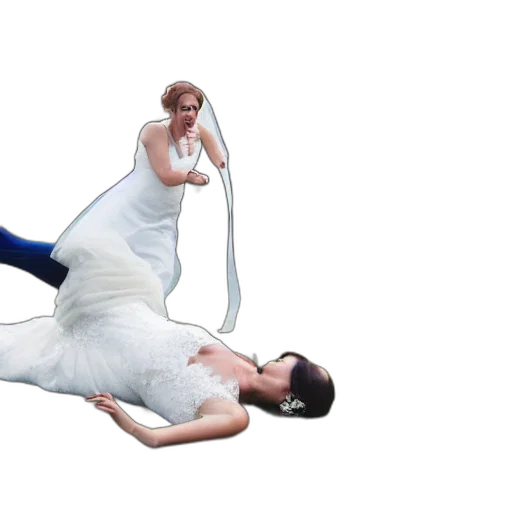 staff, bride, falls, over transparent PNG cut-out