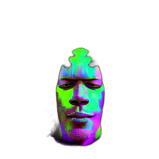 mask, face, robot, creature, 3d render, vaporwave, cyberpunk, pixel art transparent PNG cut-out