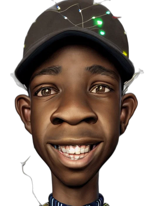 face, hat, photorealistic, cartoon, concept art, 3d render, caricature, style transparent PNG cut-out