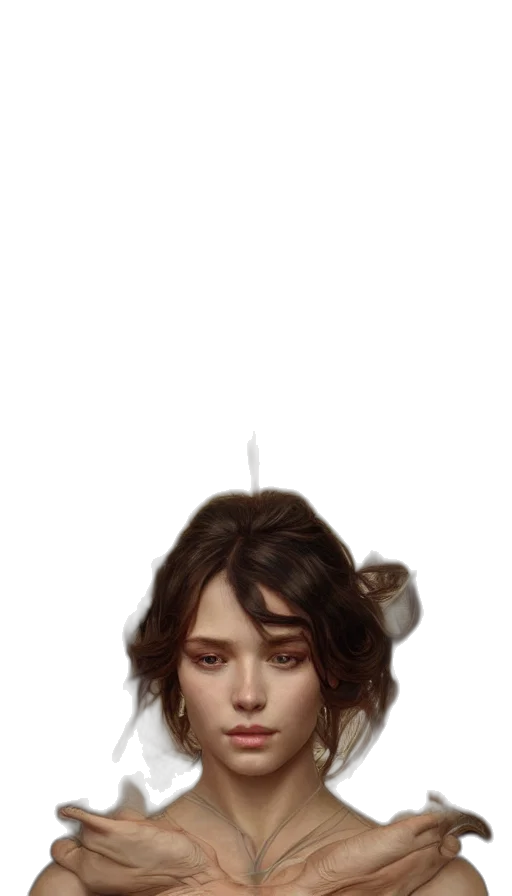 hair, face, staff, crown transparent PNG cut-out