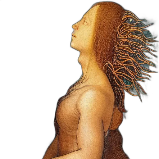 hair, mask, creature, face, watercolor, fantasy art, photorealistic, concept art transparent PNG cut-out