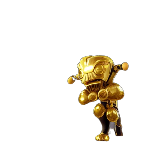 robot, weapon, jewelry, staff, concept art, 3d render, pixel art, golden transparent PNG cut-out