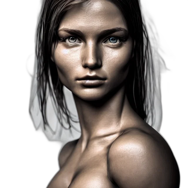 face, robot, hair, mask, photorealistic, 3d render, fantasy art, concept art transparent PNG cut-out