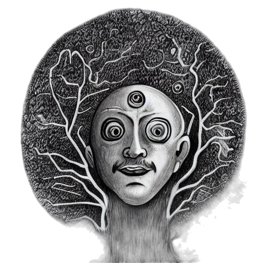 mask, face, hair, creature, pencil sketch, concept art, comic book art, photorealistic transparent PNG cut-out