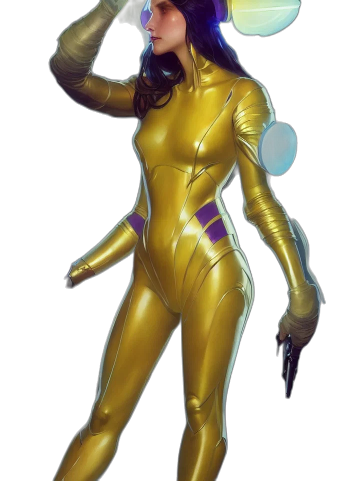robot, staff, mask, concept art, cyberpunk, fantasy art, comic book art, outer space transparent PNG cut-out