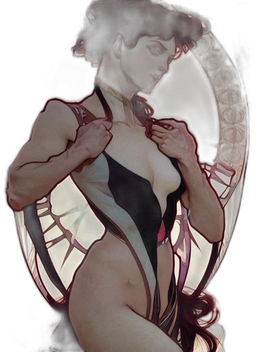 creature, robot, dress, concept art, fantasy art, cyberpunk, comic book art, dark transparent PNG cut-out