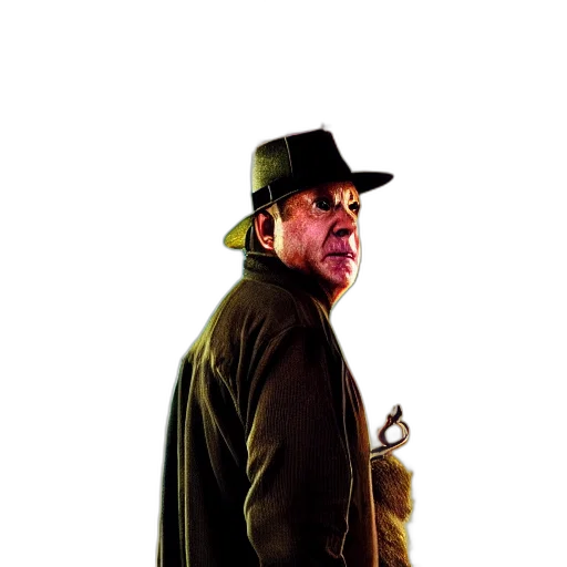 hat, jacket, staff, comic book art, concept art, blade, runner, starring transparent PNG cut-out