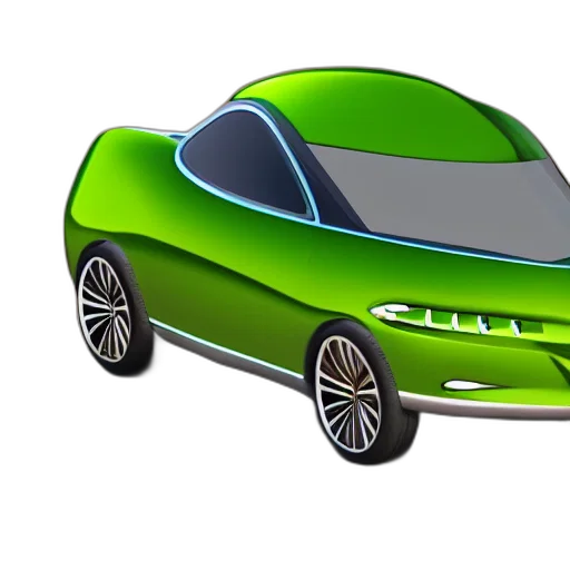 car, 3d render, concept art, photorealistic, cartoon, green, avocado, design transparent PNG cut-out