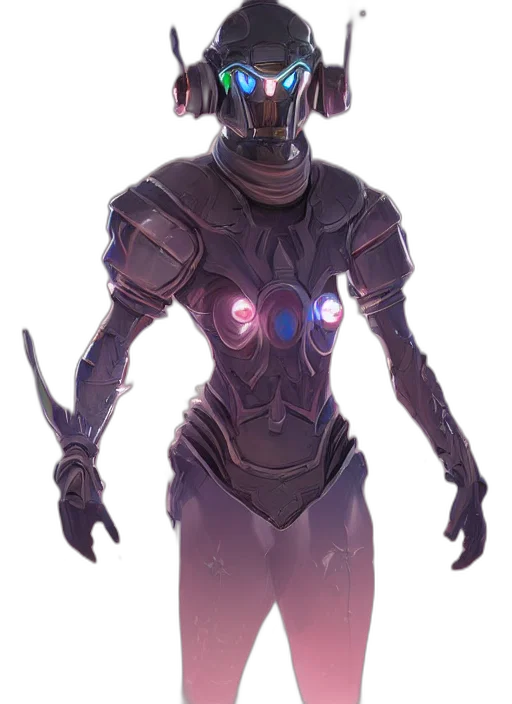 robot, staff, mask, creature, concept art, fantasy art, cyberpunk, comic book art transparent PNG cut-out
