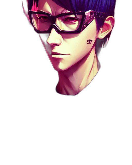 face, cartoon, watercolor, anime, pixel art, dark, red, colorful transparent PNG cut-out