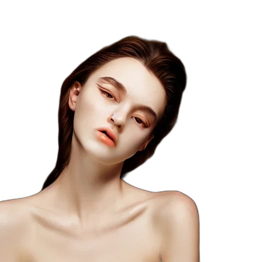 face, jewelry, hair, photorealistic transparent PNG cut-out