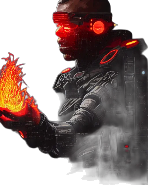 jacket, robot, weapon, staff transparent PNG cut-out