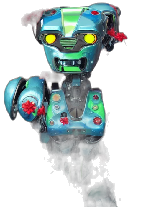 robot, concept art, 3d render, fantasy art, watercolor, colourful, vfx, art transparent PNG cut-out