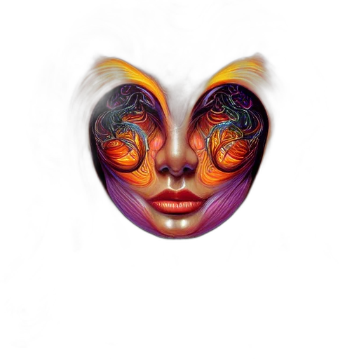 mask, face, jewelry, creature, fantasy art, concept art, photorealistic, 3d render transparent PNG cut-out