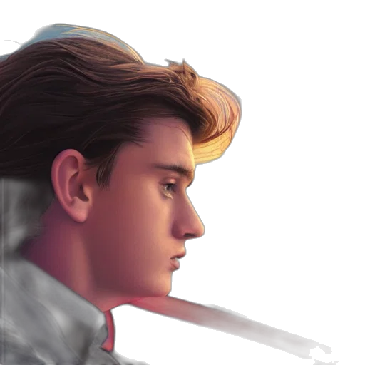 hair, face, jacket, photorealistic, concept art, comic book art, watercolor, neon lights transparent PNG cut-out